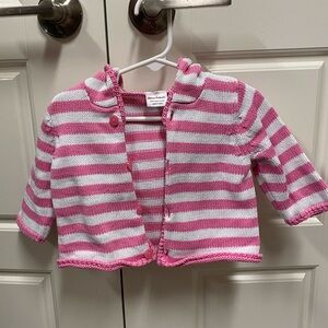 Hanna Andersson pink and white striped knit sweater